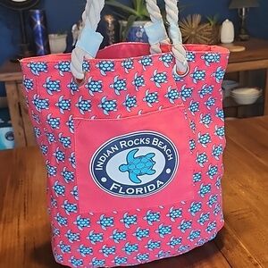 Red and Blue Turtle Print Tote Bag